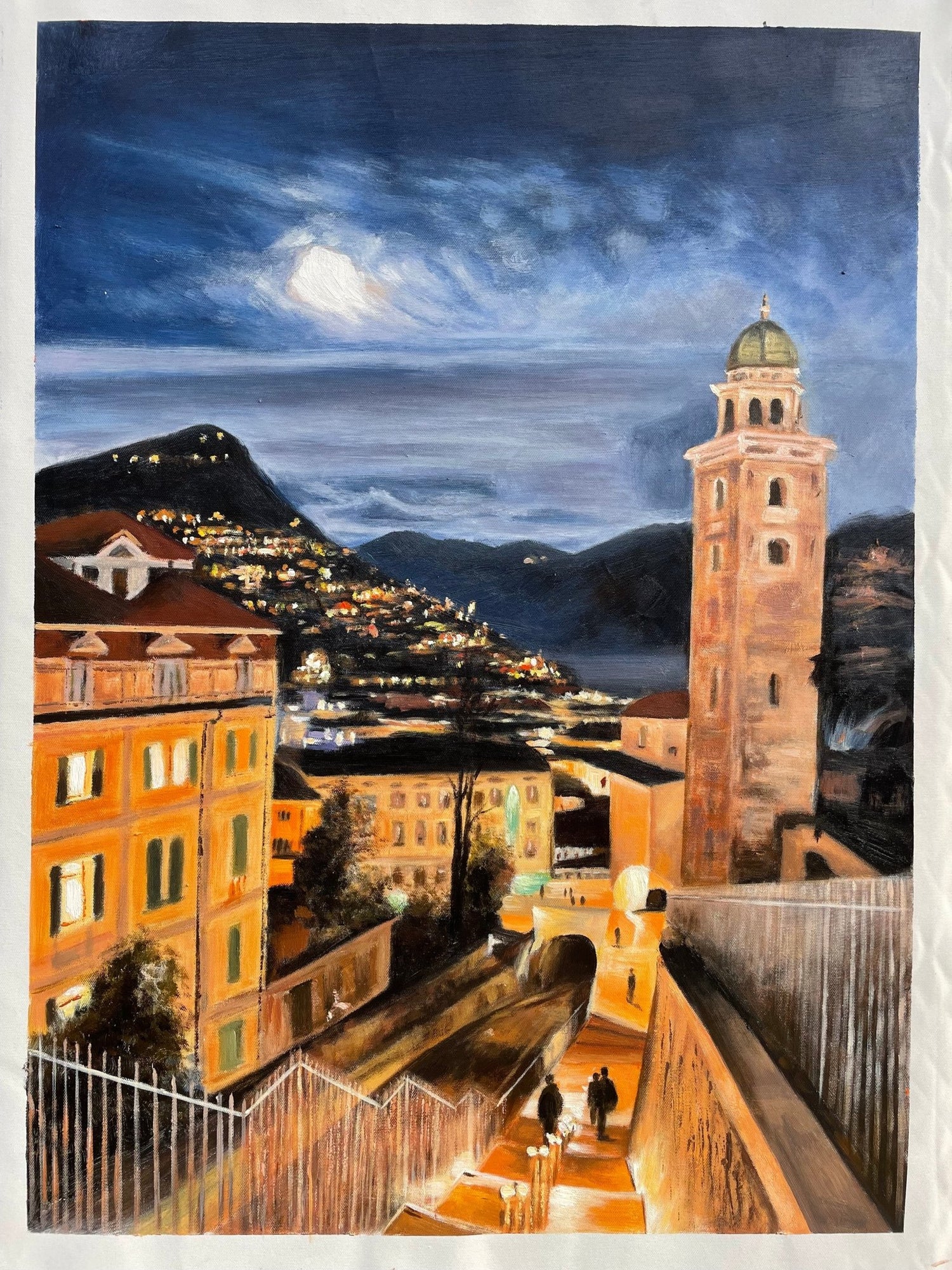 Transform Your Memories into Art: Custom Oil Paintings from Your Photos (Like Funicular Lugano Stazione and Mount Monte Brè) - ARABELART