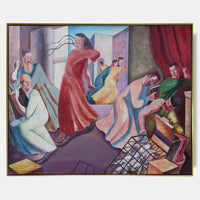 AR1519 Christ Expelling Money Changers - British 30's surrealist art religious interior circa 1935